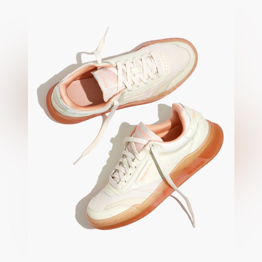 Reebok Club C Legacy White Aura Orange Sneakers Size 6